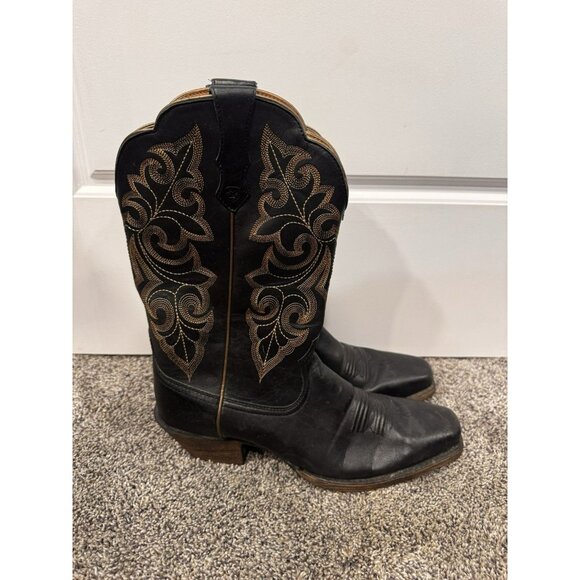 Ariat Womens Round Up Square Toe Limousine Black Size 9.5B - Picture 1 of 6